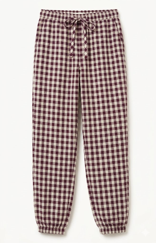 SPODNIE JOGGER W KRATKĘ VICHY