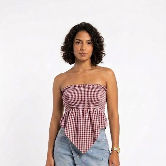 TOP VICHY CON CORTE PLUMA
