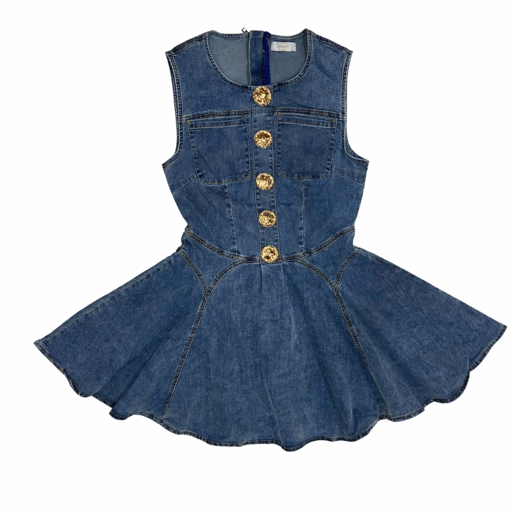 VESTIDO DENIM CON BOTONES DORADOS