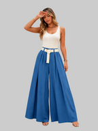 PANTALÓN DE PIERNA ANCHA CON CINTURÓN