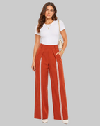 PANTALÓN PALAZZO DE PINZAS CON RAYAS DELANTERA