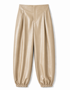 PANTALÓN POLIPIEL DE PINZAS Y PUÑO