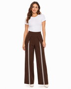 PANTALÓN PALAZZO DE PINZAS CON RAYAS DELANTERA