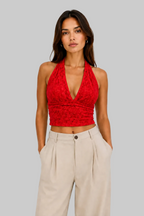 BLUSA HALTER ESCOTE PROFUNDO