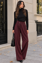 BAGGY TROUSERS WITH DARTS AND BUTTONED WAIST
