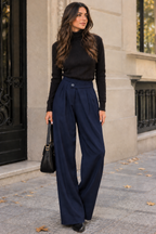 BAGGY TROUSERS WITH DARTS AND BUTTONED WAIST