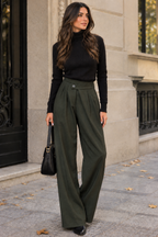 BAGGY TROUSERS WITH DARTS AND BUTTONED WAIST