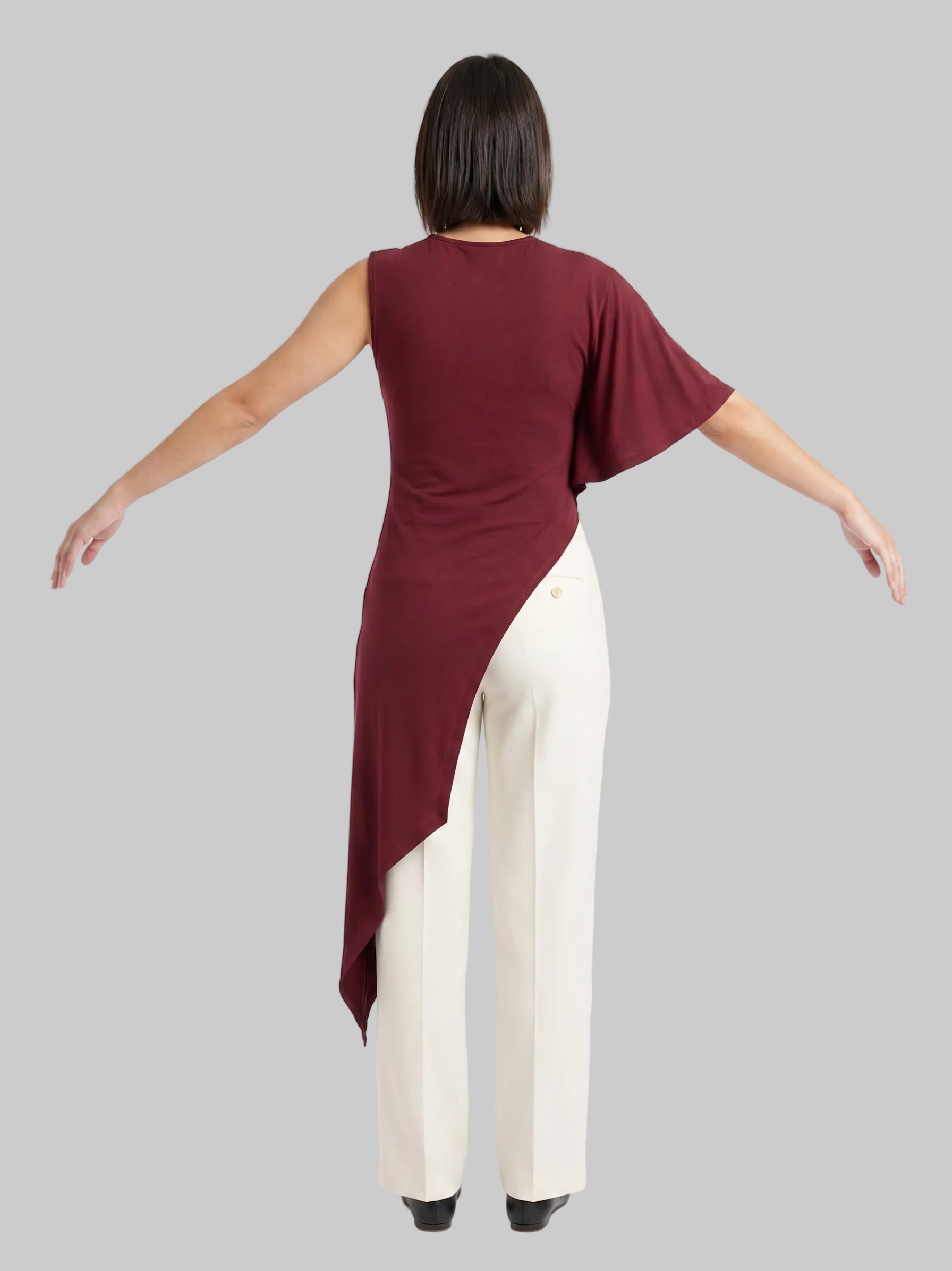 BLUSA ASIMÉTRICA CON MANGA AMPLIA