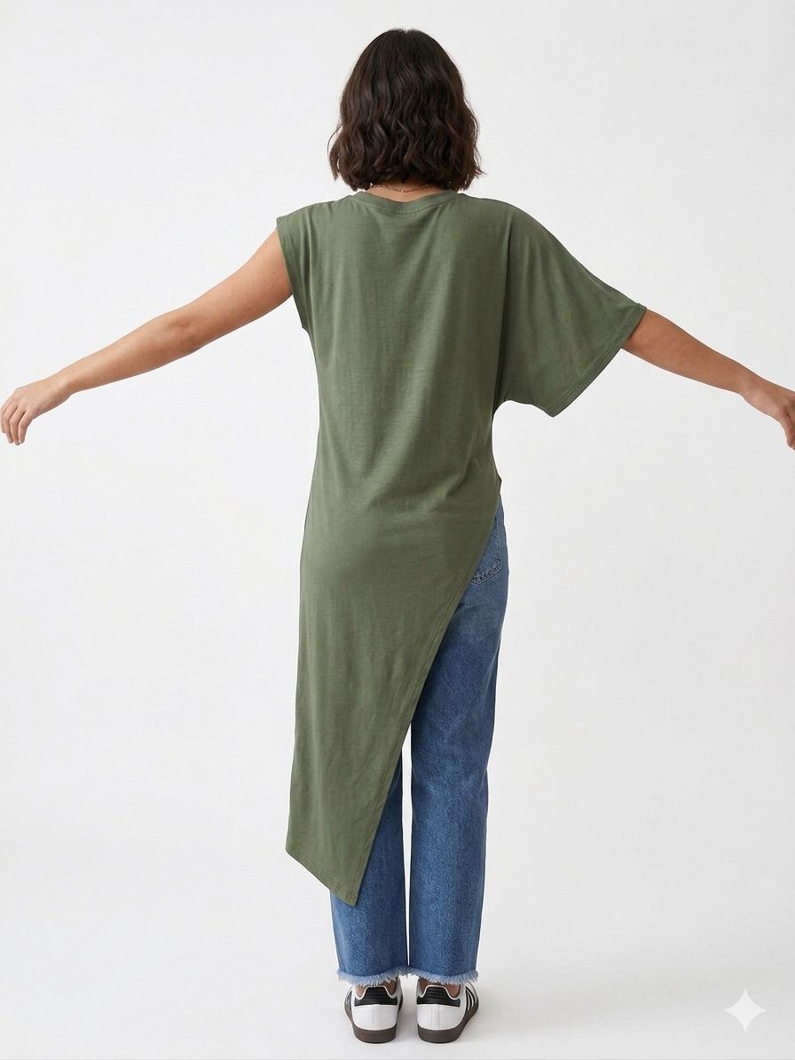 BLUSA ASIMÉTRICA CON HOMBRERA
