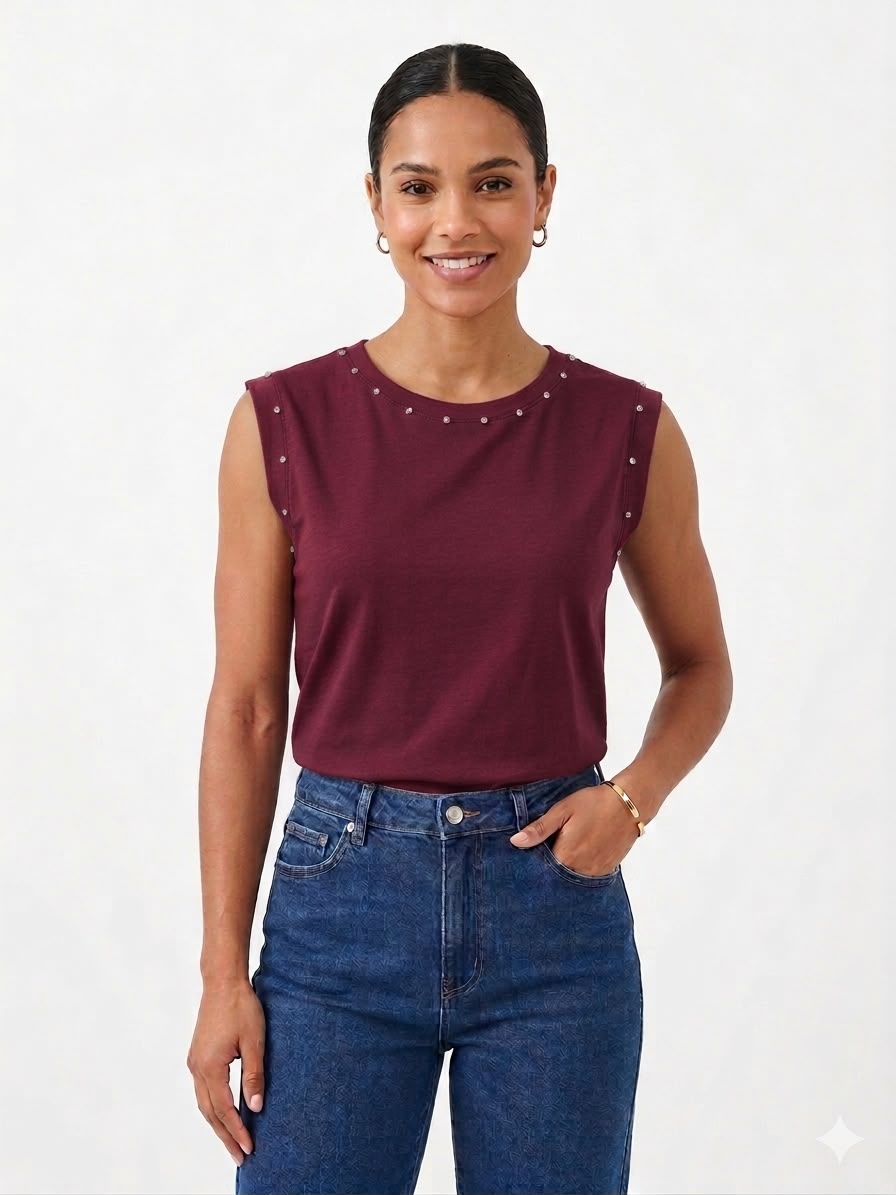 BLUSA SIN MANGAS DETALLES METÁLICOS