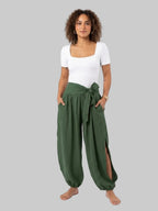 PANTALÓN BOHO CRUZADO CON LAZO Y ABERTURA
