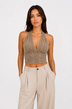 BLUSA HALTER ESCOTE PROFUNDO