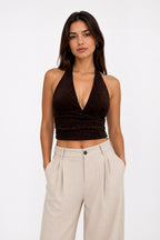 BLUSA HALTER ESCOTE PROFUNDO
