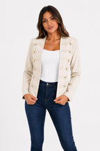 CHAQUETA ESTILO MILITAR  BOTONES DECORATIVOS