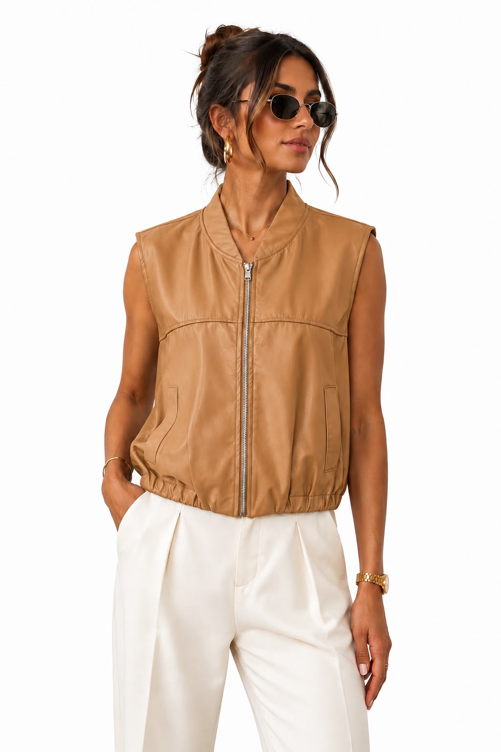 CHALECO EFCT PIEL ESTILO BOMBER