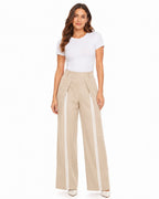 PANTALÓN PALAZZO DE PINZAS CON RAYAS DELANTERA