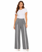 PANTALÓN PALAZZO DE PINZAS CON RAYAS DELANTERA