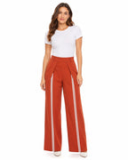 PANTALÓN PALAZZO DE PINZAS CON RAYAS DELANTERA