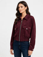 CHAQUETA TIPO GAMUZA CON BOLSILLOS