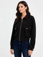 CHAQUETA TIPO GAMUZA CON BOLSILLOS