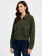 CHAQUETA TIPO GAMUZA CON BOLSILLOS