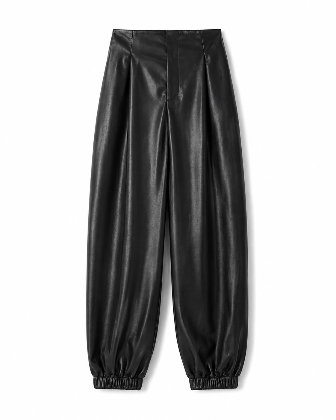FAUX LEATHER PLEATED TROUSERS WITH CUFF