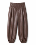 FAUX LEATHER PLEATED TROUSERS WITH CUFF