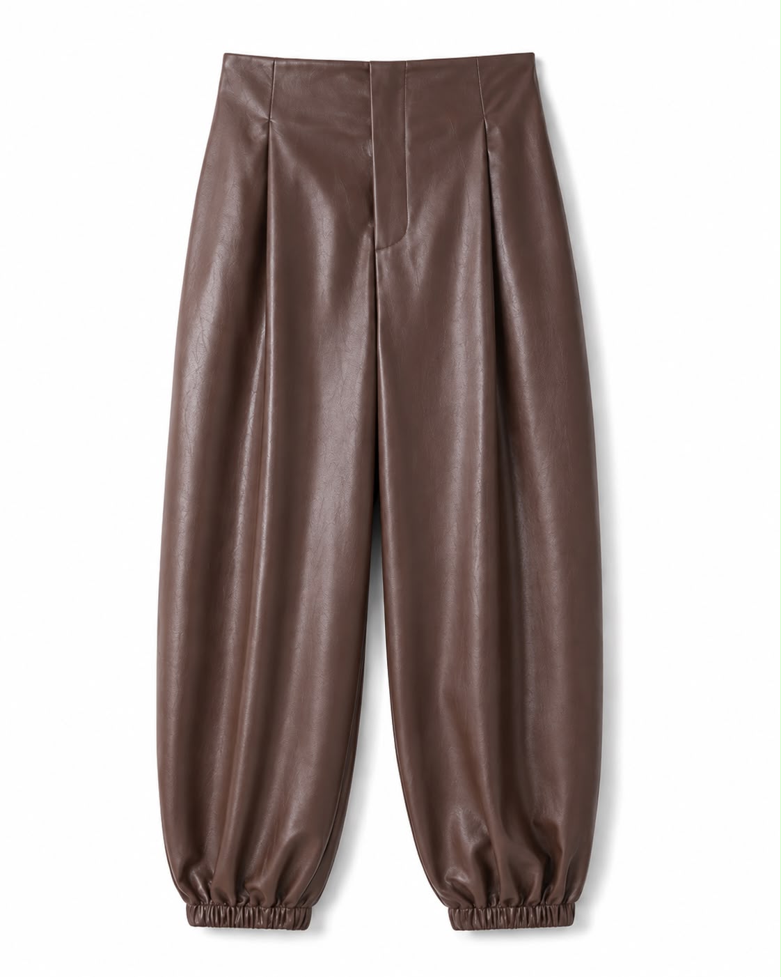 FAUX LEATHER PLEATED TROUSERS WITH CUFF
