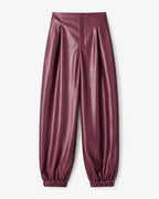 FAUX LEATHER PLEATED TROUSERS WITH CUFF