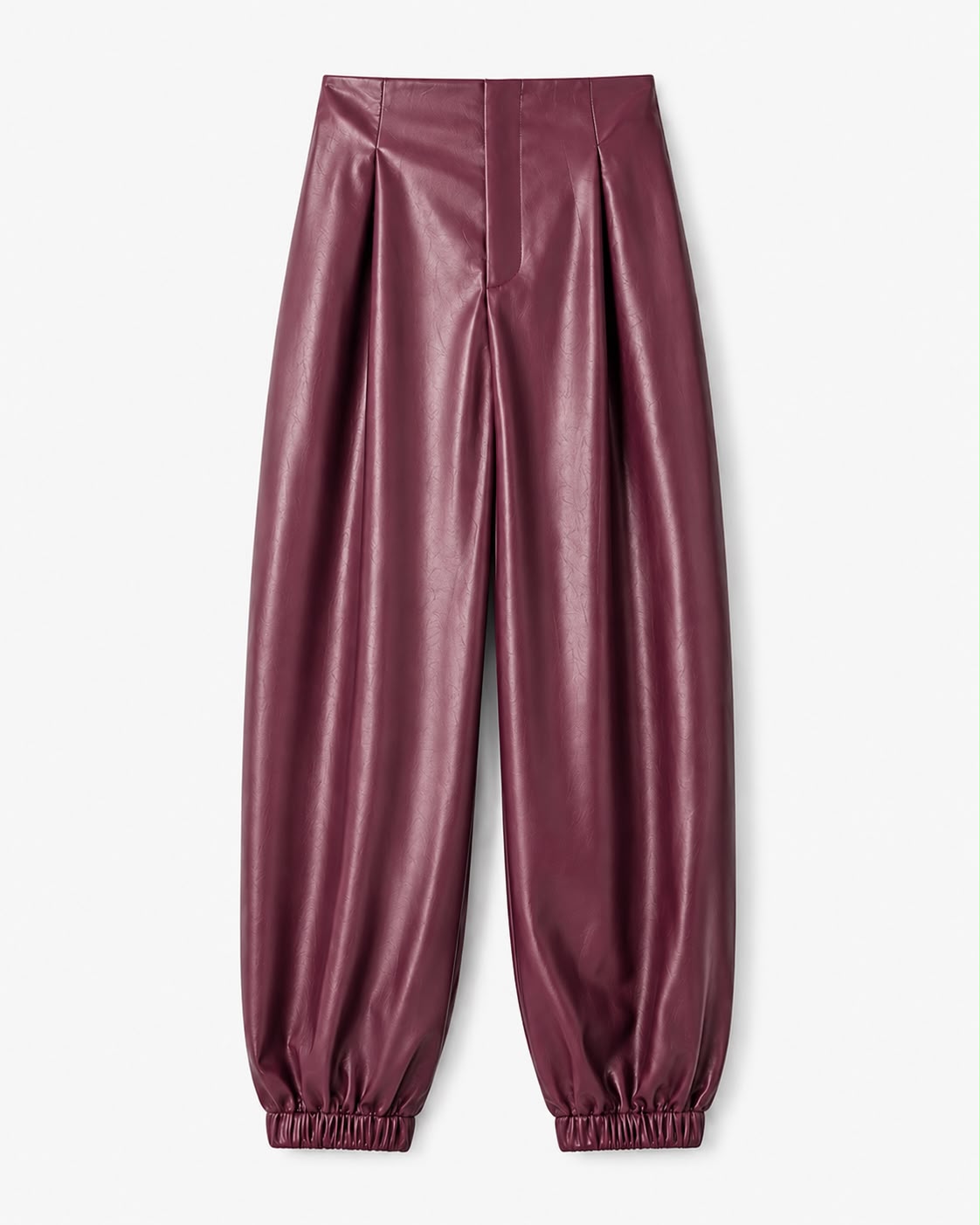 FAUX LEATHER PLEATED TROUSERS WITH CUFF
