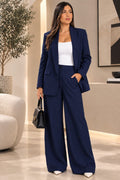 CONJUNTO DE ELEGANTE BLAZER Y PANTALON  DE PIERNA ANCHA