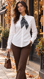 CAMISA BLANCA ELEGANTE CON PAÑUELO