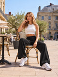 PANTALÓN CON DOBLEZ EN CINTURA Y BAJO AJUSTABLE